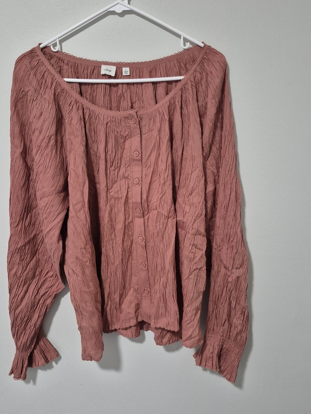 Wilfred Aritzia 100% Modal Crinkled Blouse, Large - Picture 5 of 8